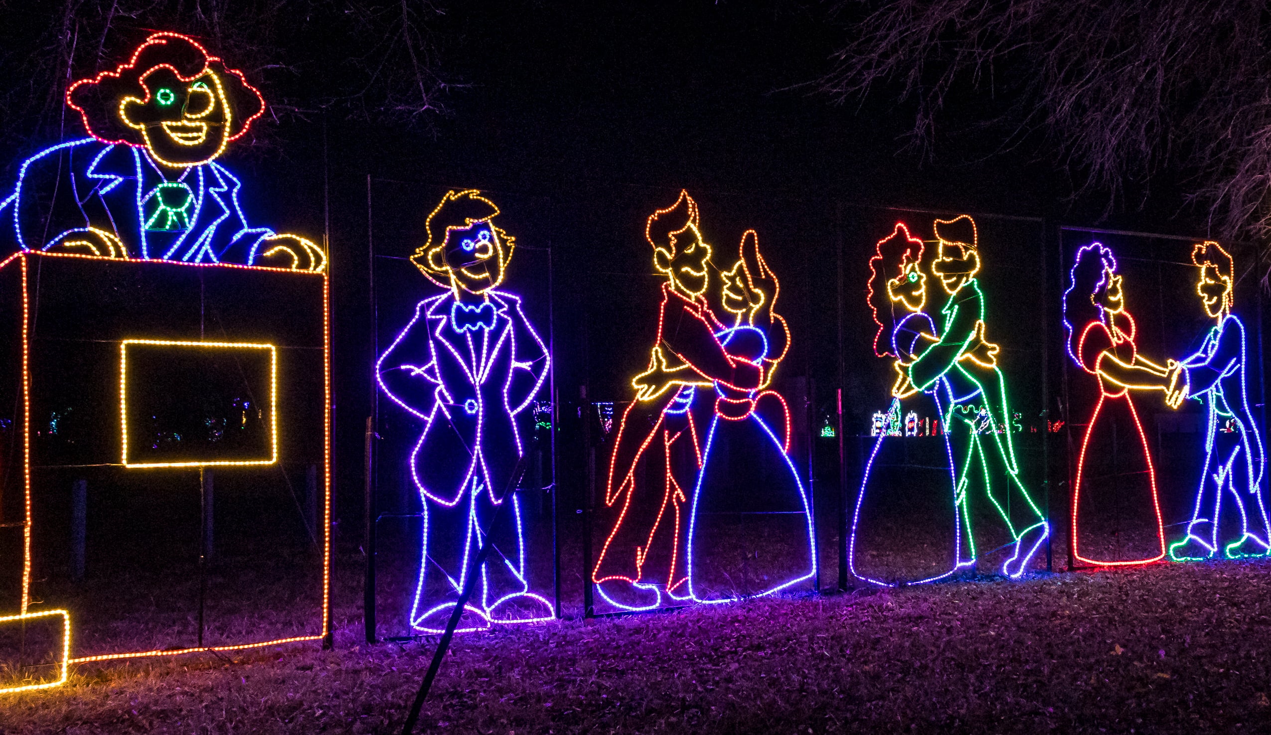 Christmas Carol themed light display at Lights of Joy in Branson, Missouri