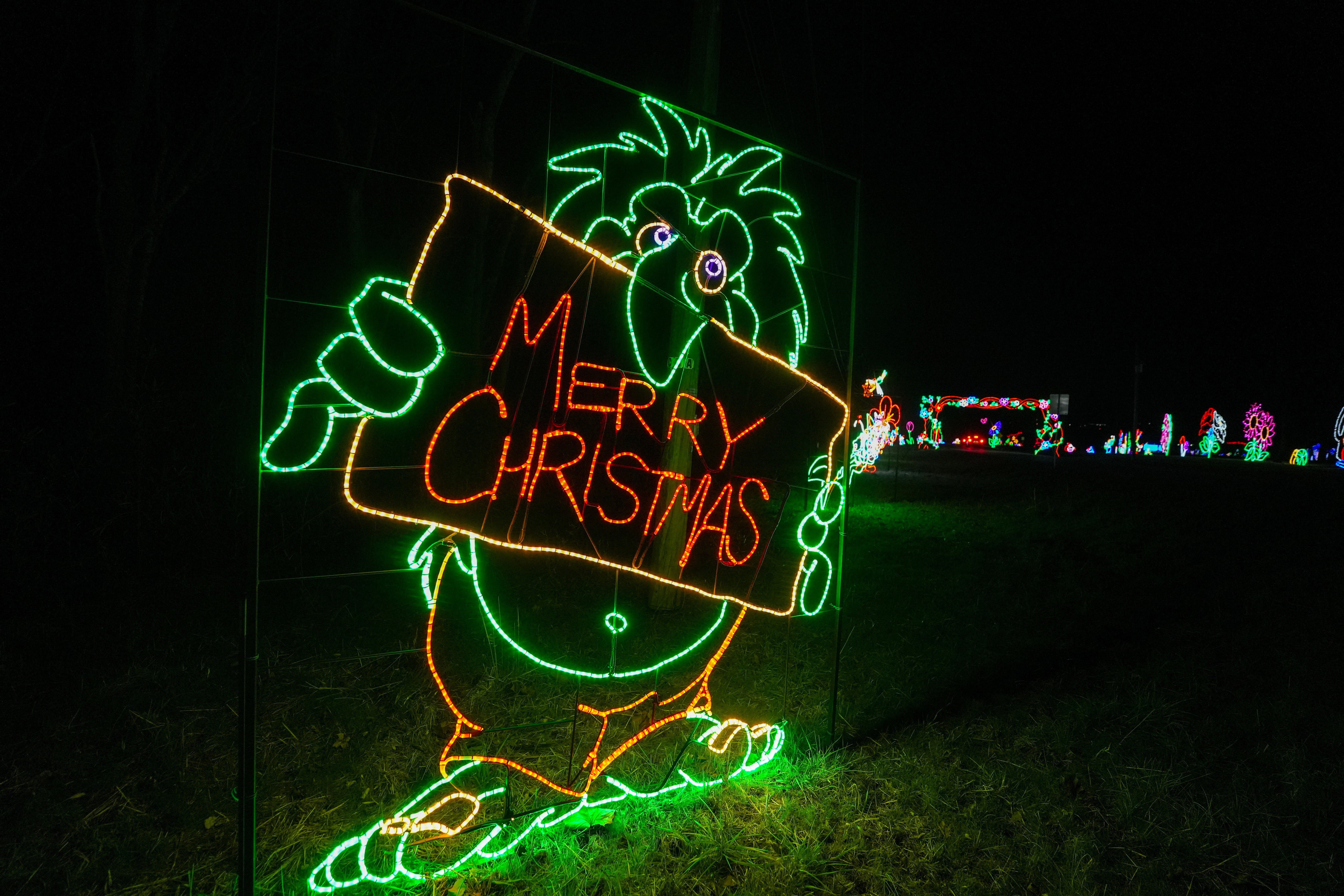 Merry Christmas light display at Lights of Joy in Branson, Missouri