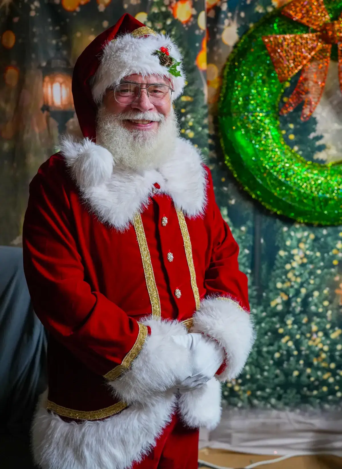 Santa waving on a Santa night at Lights of Joy in Branson, Missouri