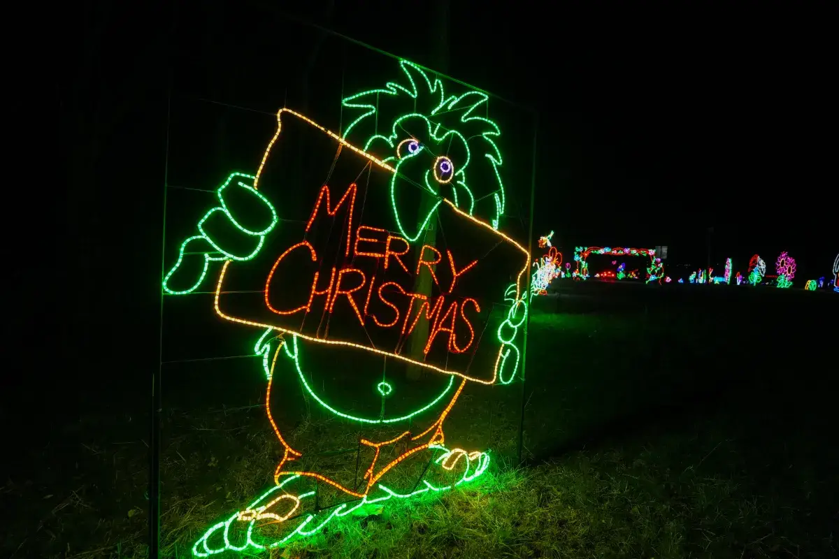 Merry Christmas light display at Lights of Joy in Branson, Missouri